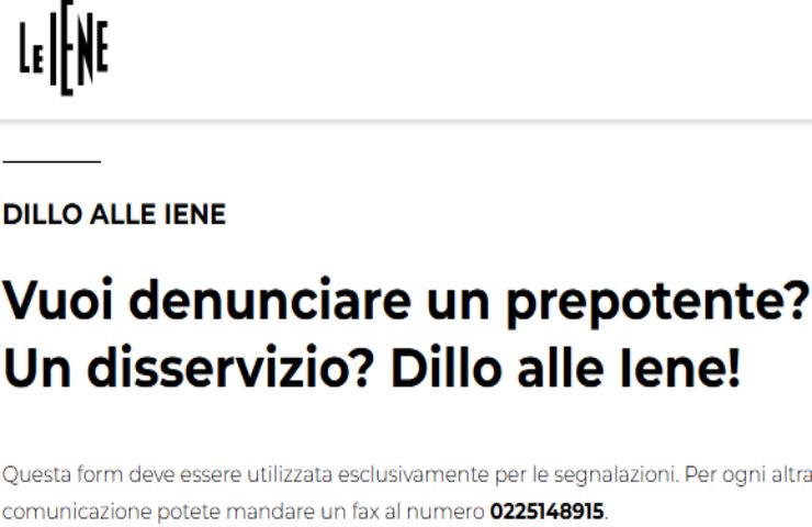 form segnalazioni iene