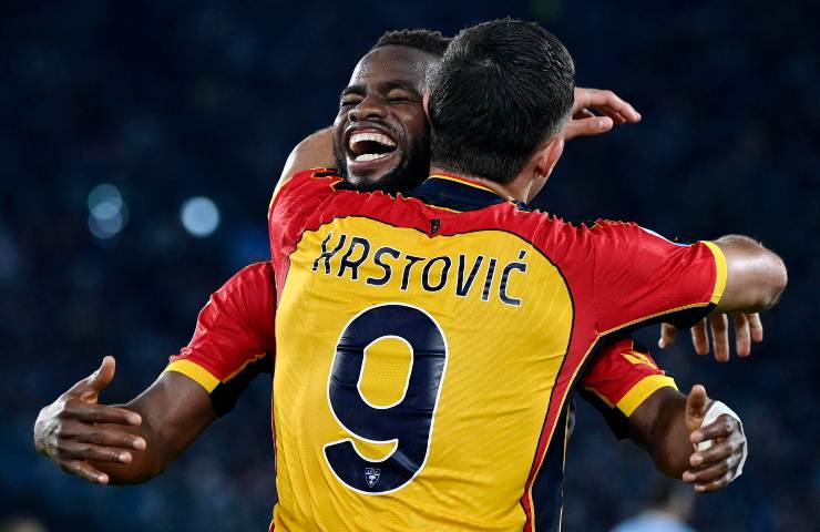Krstovic con la maglia numero 9 del Lecce