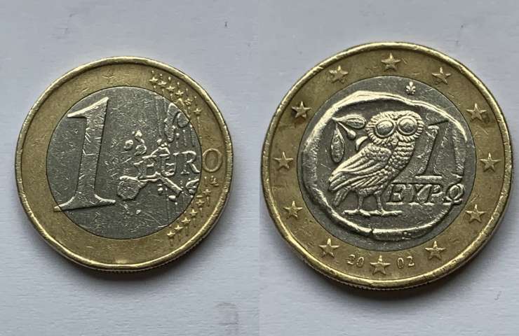 moneta 1 euro con gufo